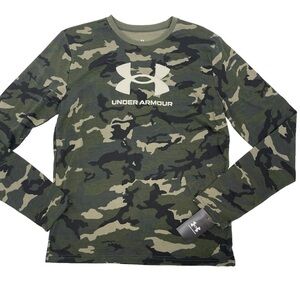 Under Armour Boys Youth Size XL long sleeve green camo print t shirt NWT